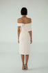 ASYMMETRICAL SHOULDER DETAIL, FRONT SLIT PENCIL DRESS - Barrus London